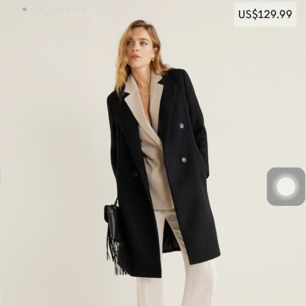 Mango Black Structured Wool Coat